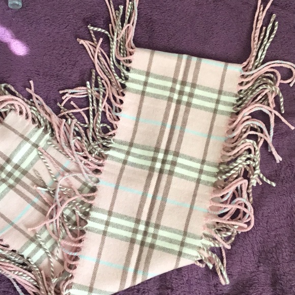 AUTHENTIC VINTAGE BURBERRY LONDON NOVA CHECK  100% {Cashmere] PINK Luxury Scarf - Picture 12 of 12